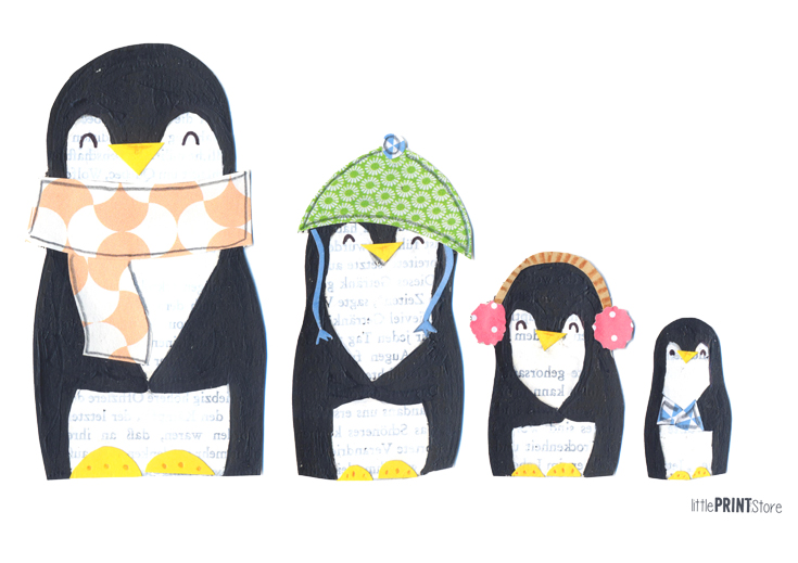 illustration-collage-skizze-doodle-Pinguinmeute
